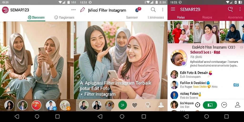 Antarmuka SEMAR123 menampilkan berbagai filter Instagram yang menarik dan memudahkan proses editing.