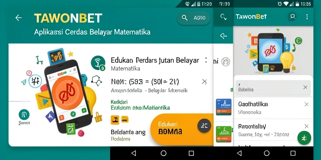 Antarmuka aplikasi TAWONBET untuk belajar matematika dengan fitur interaktif.