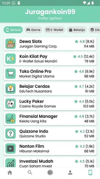 Tampilan katalog aplikasi juragankoin99