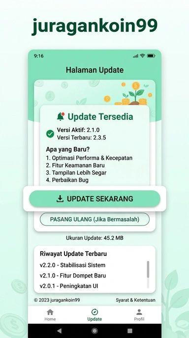 Tampilan riwayat versi juragankoin99